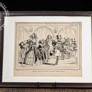 Framed 19th Century Satirical Lithograph by J. Traviès