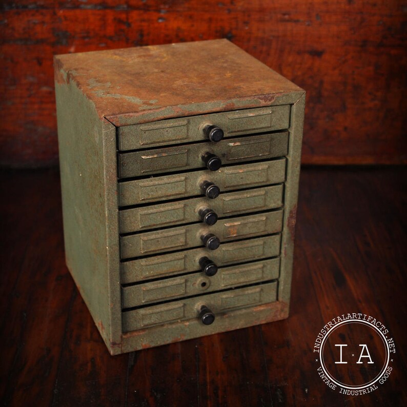 Vintage Industrial 8 Drawer Small Parts Storage Cabinet Etsy