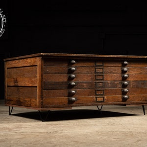 Vintage Flat File double Stack Cabinet With Reclaimed Wood Top