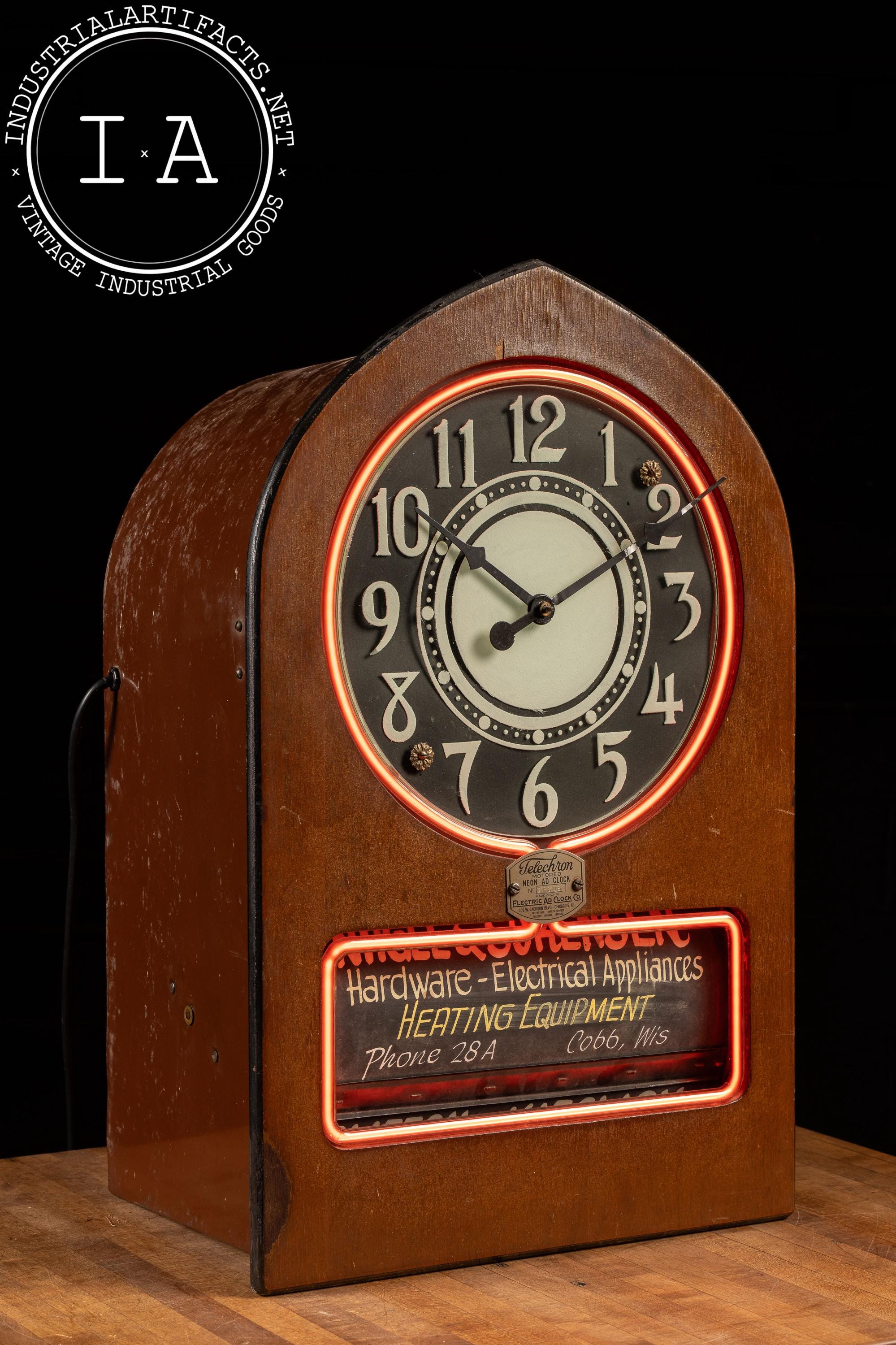 掛け時計アンティーク　USA  Telechron Vintage Telechron Neon Advertising Clock - Etsy