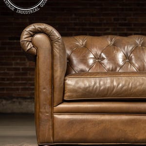 Vintage Chesterfield Tufted Leather Sofa With Cushions in Brown - Etsy