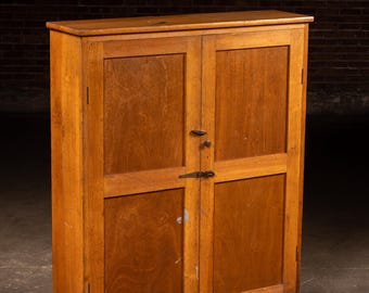 Antique Birch Machine Tooling Cabinet