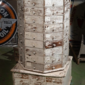 Turn Of The Century Industrial Rotating General Store Parts Cabinet