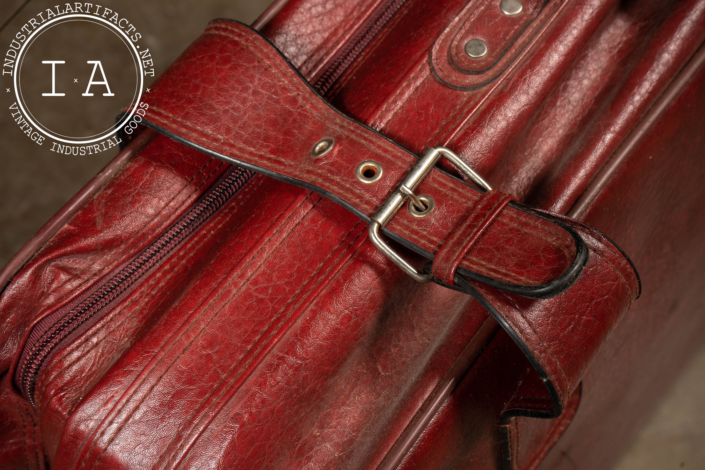 Vintage Red Leather Suitcase by Unicorn 