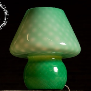 Mid-Century Modern Murano Cased Glass Mushroom Lamp in Green