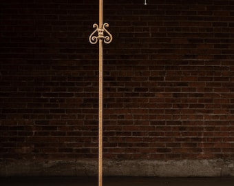 Antique Ornate Cast Metal Bridge-Arm Floor Lamp