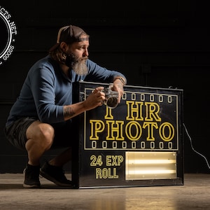 Vintage Large Lighted 1 Hour Photo Sign