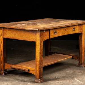 Vintage Arts And Crafts Style Library Desk