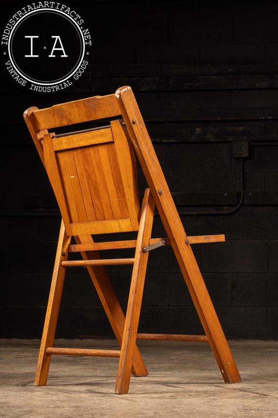 Antique Wooden Slat Folding Chair - Etsy