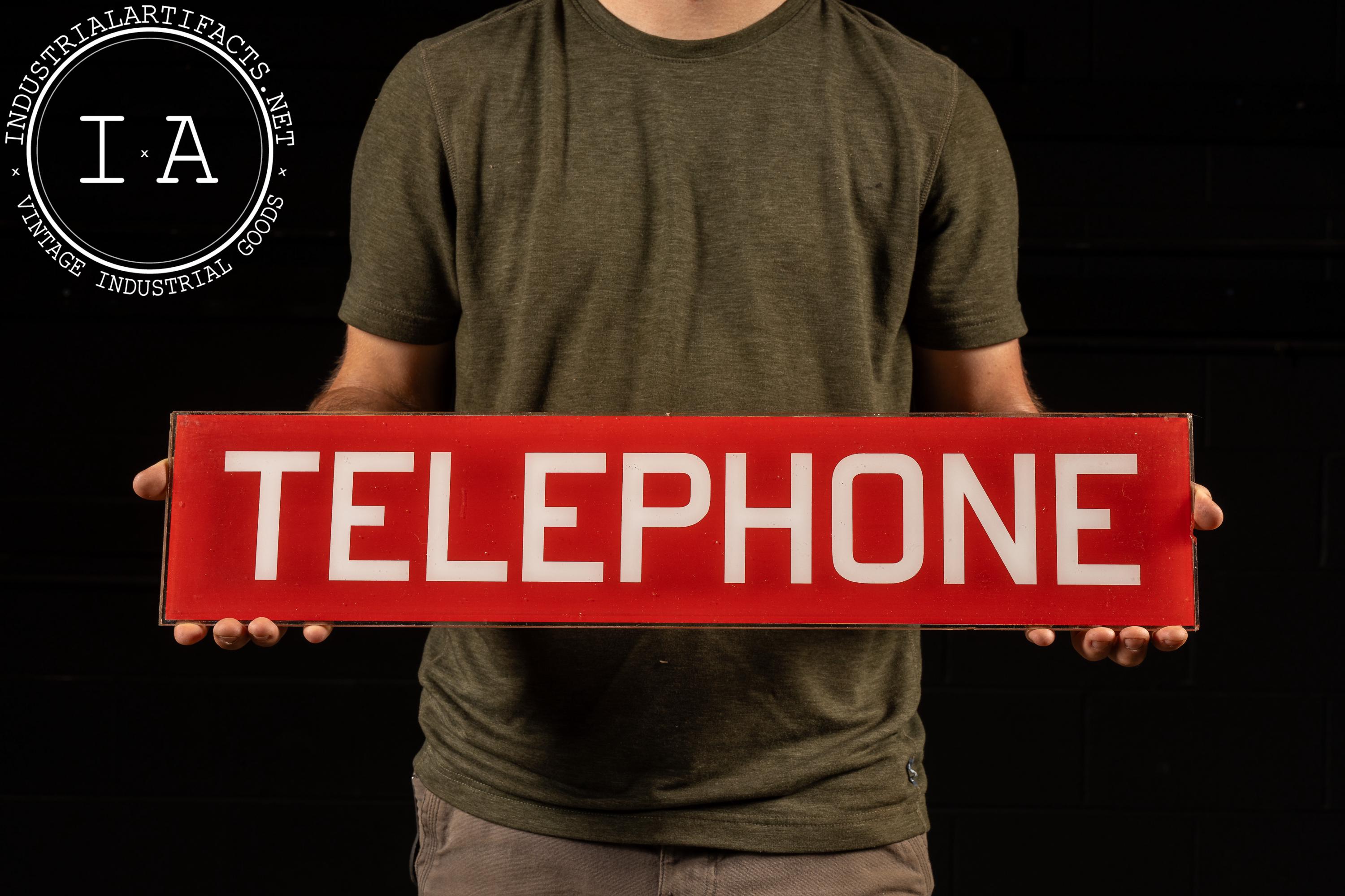 Vintage Glass Payphone Sign in Red - Etsy
