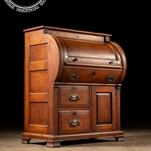Early 20th Century Oak Roll-Top Secretary Desk