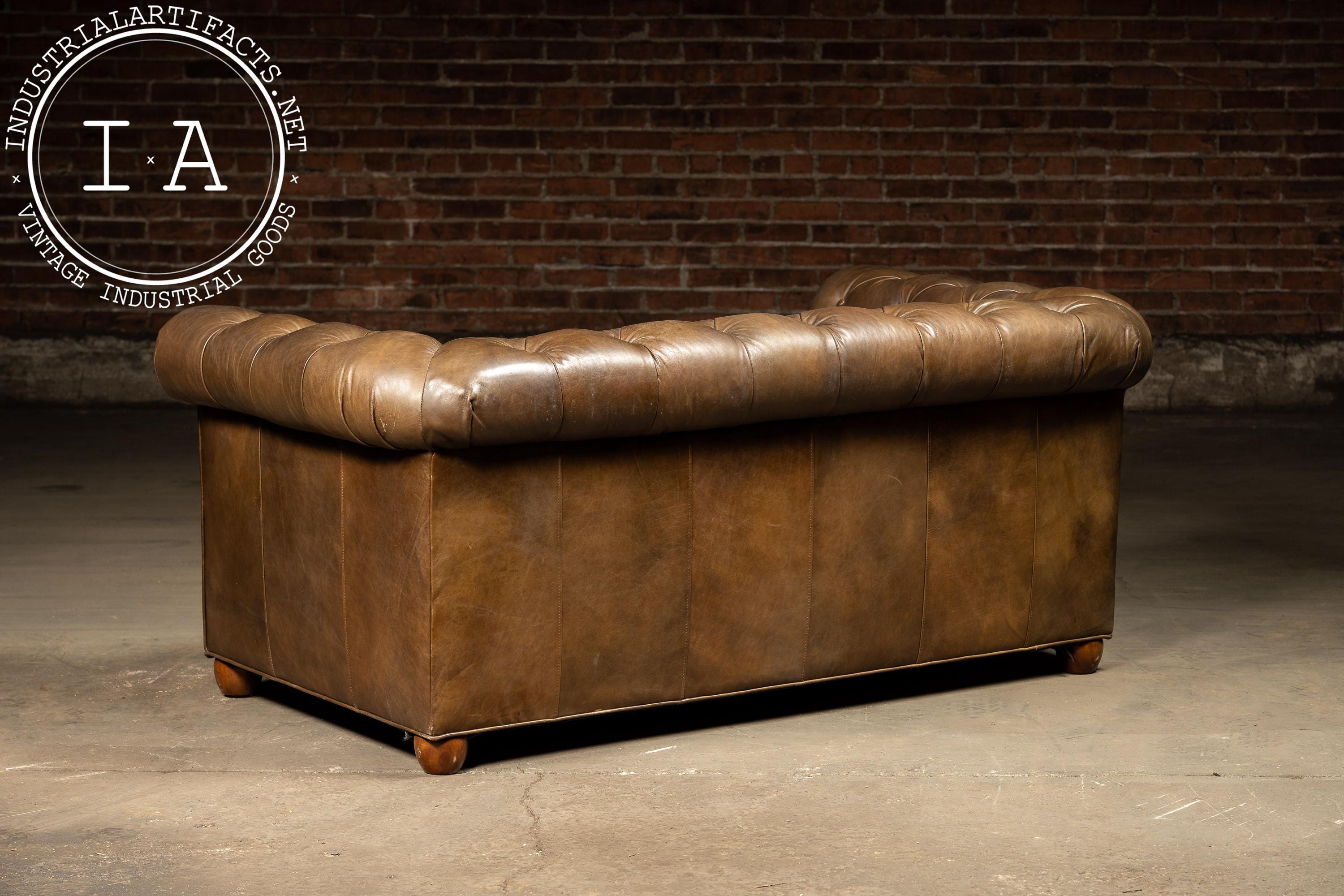 Vintage Chesterfield Tufted Leather Sofa With Cushions in Brown - Etsy