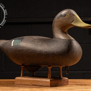 Vintage Hand-Painted Bob Jobes Black Duck Hen Decoy