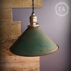 Vintage Industrial Green Gas Station Pendant Lamp OC White Faries