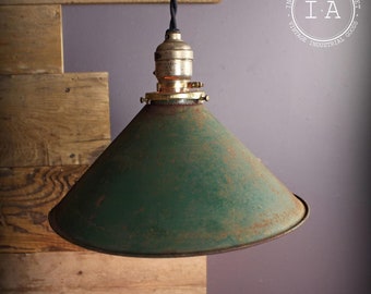 Vintage Industrial Green Gas Station Pendant Lamp OC White Faries