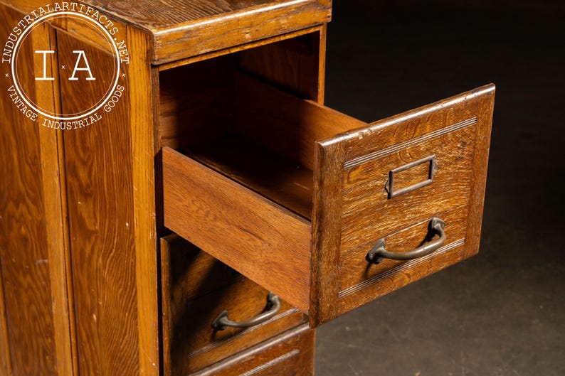 Antique Oak 4-Drawer Filing Cabinet Bild 8