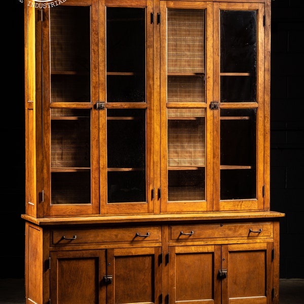 Antique Hutch With Glass Doors Etsy