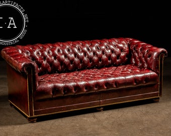 Vintage Tufted Chesterfield Sofa in Oxblood