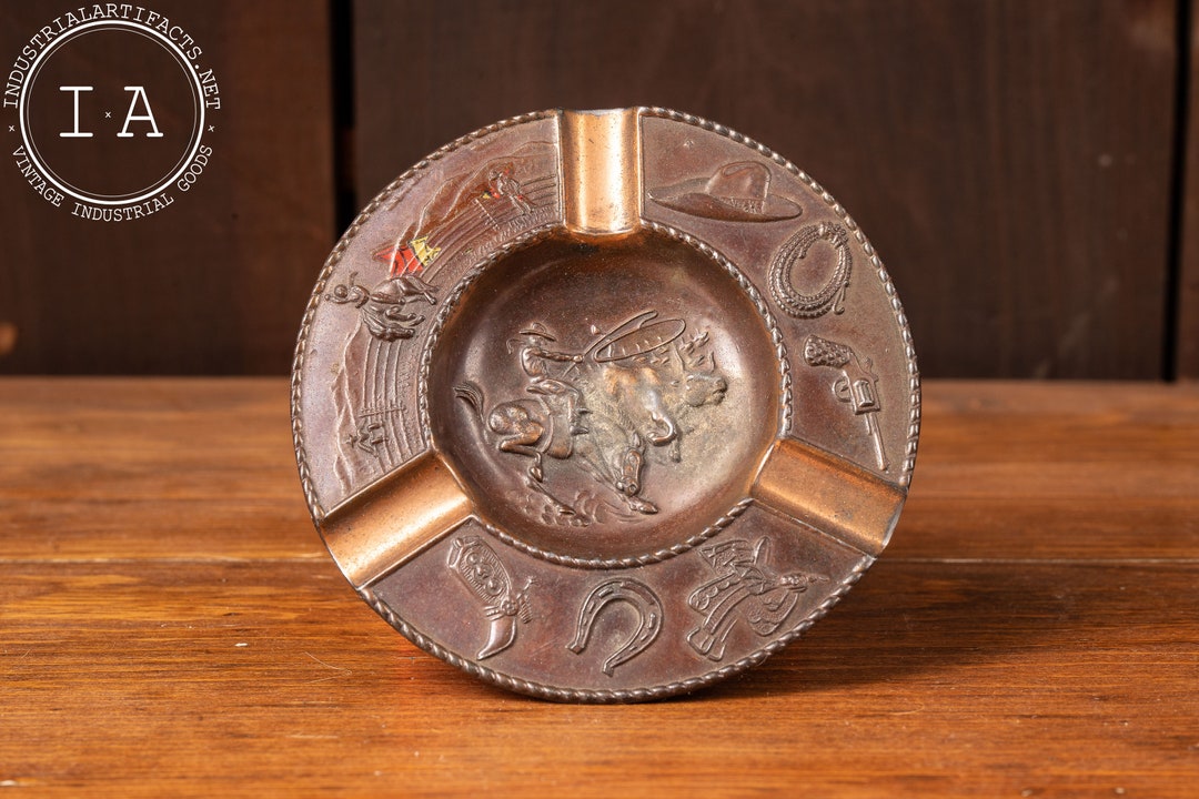 渓流 鮎 あゆ 灰皿 昭和 レトロ 山幸 箱入り 真鍮？ 銅？ C. 1950 Occupied Japan Copper Cowboy Ashtray - Etsy