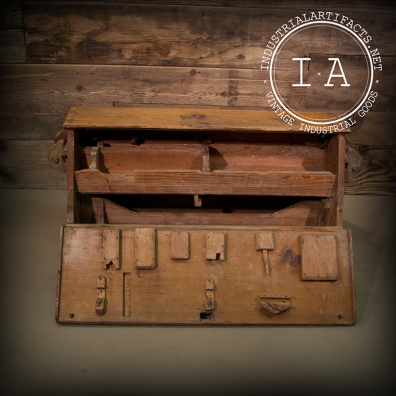 Vintage Industrial Carpenter's Tool Box Wooden Chest Etsy