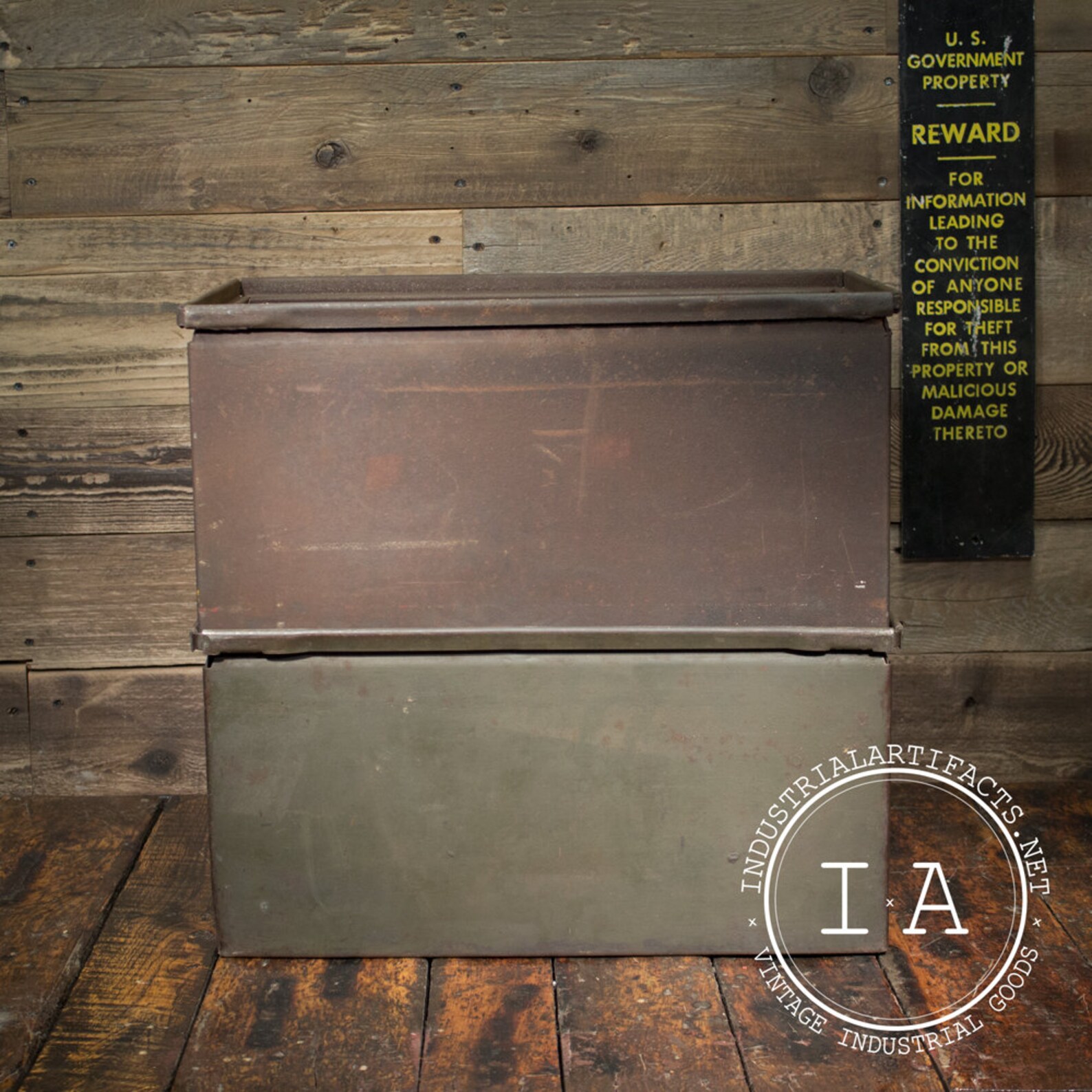 Vintage Industrial Metal Storage Bins Boxes Organizers Totes Etsy