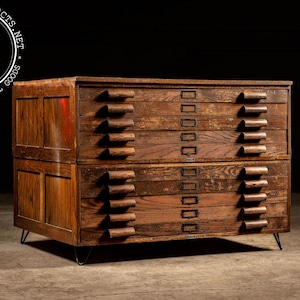 Vintage Oak Double-Stack Flat File by K&E