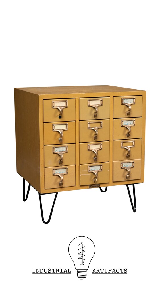 Vintage Card Catalog With Hairpin Legs Etsy