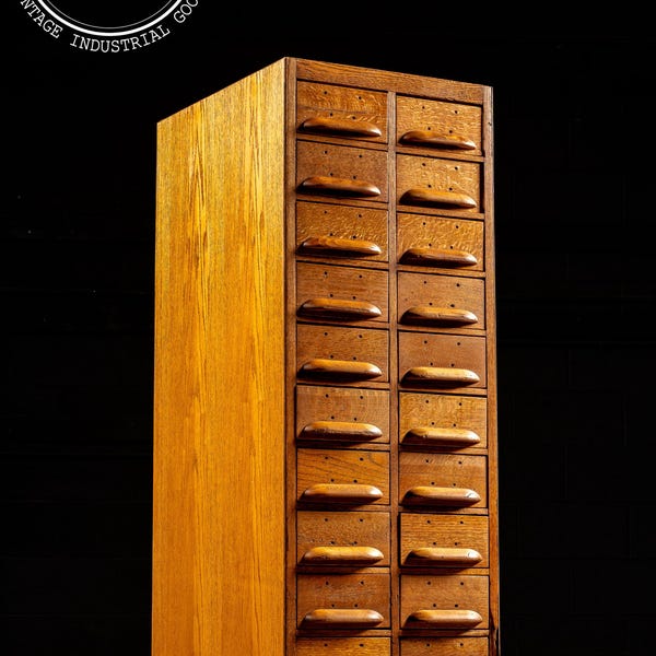 Catálogo de tarjetas de madera vintage de 20 cajones