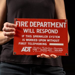 Vintage ADT Fire Department Porcelain Sign