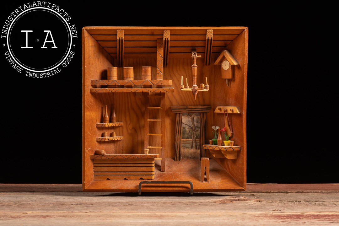 Vintage Handcrafted Miniature Rustic Cabin Diorama Shadow Box - Etsy
