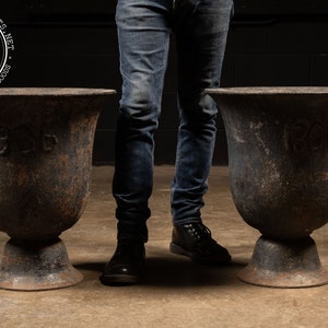 Large Antique Cast Iron Garden Urn Planters