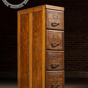 Antique Oak 4-Drawer Filing Cabinet Bild 1