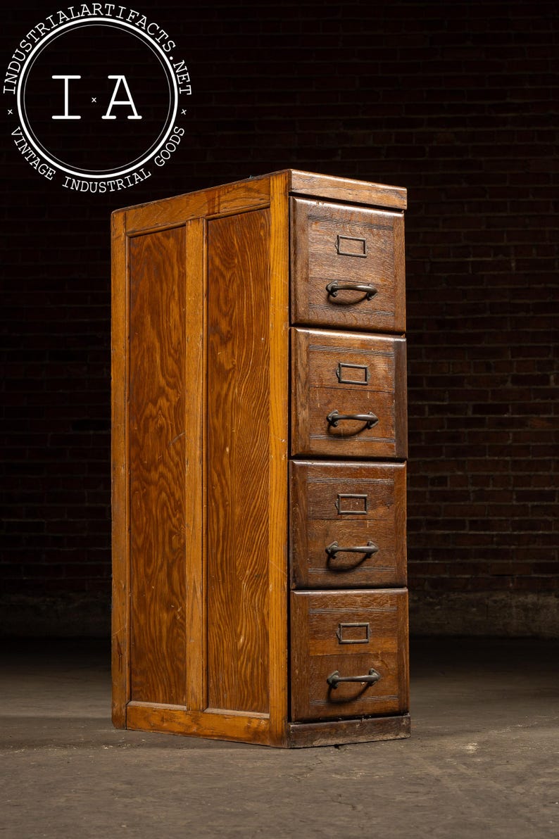 Antique Oak 4-Drawer Filing Cabinet Bild 1