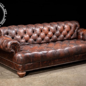 Vintage Double-Sided Chesterfield Couch in Brown