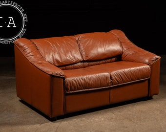 Vintage Leather Loveseat in Orange