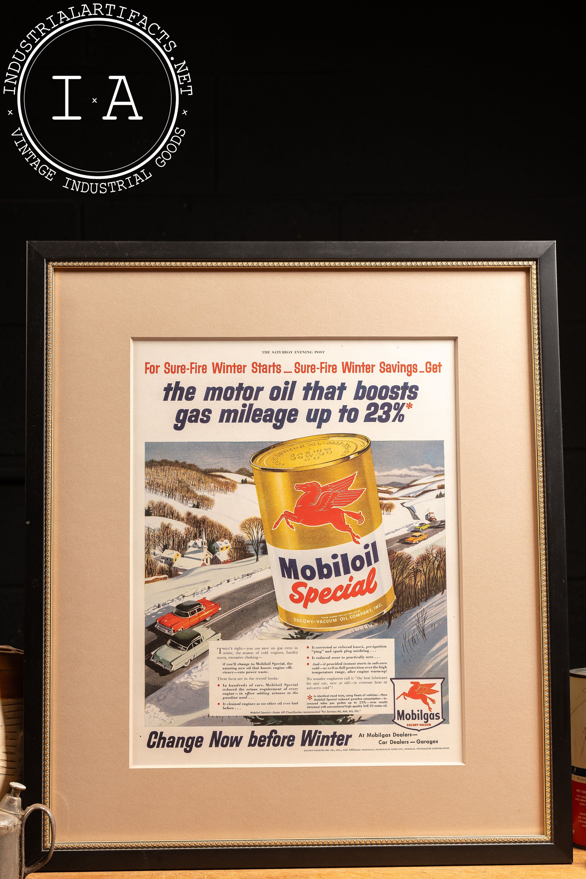 1954 Framed Socony Vacuum Mobiloil Special Ad - Etsy
