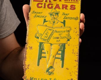 Antique Leroy Little Cigars Embossed Tin Sign - Etsy