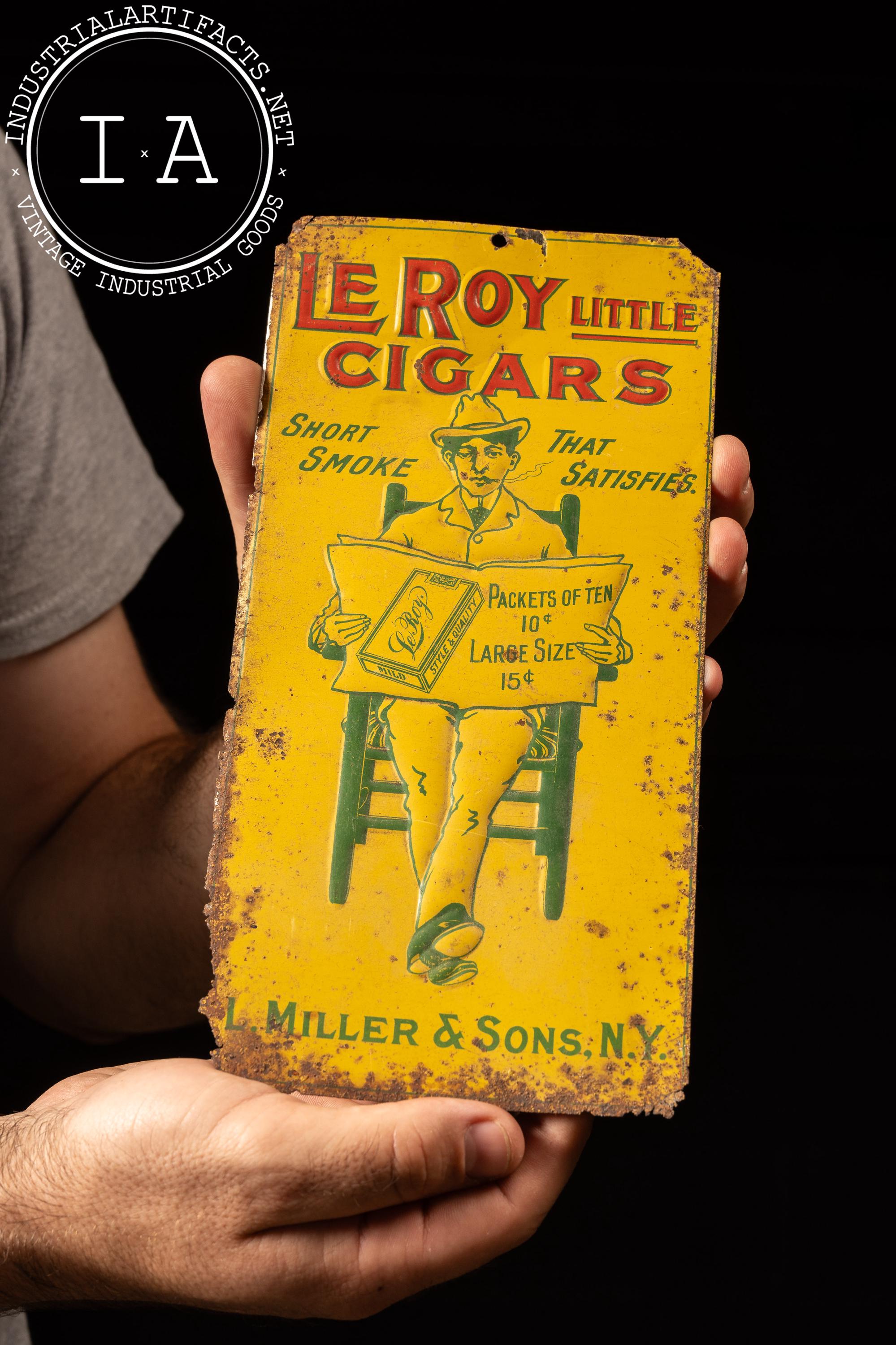 Antique Leroy Little Cigars Embossed Tin Sign - Etsy