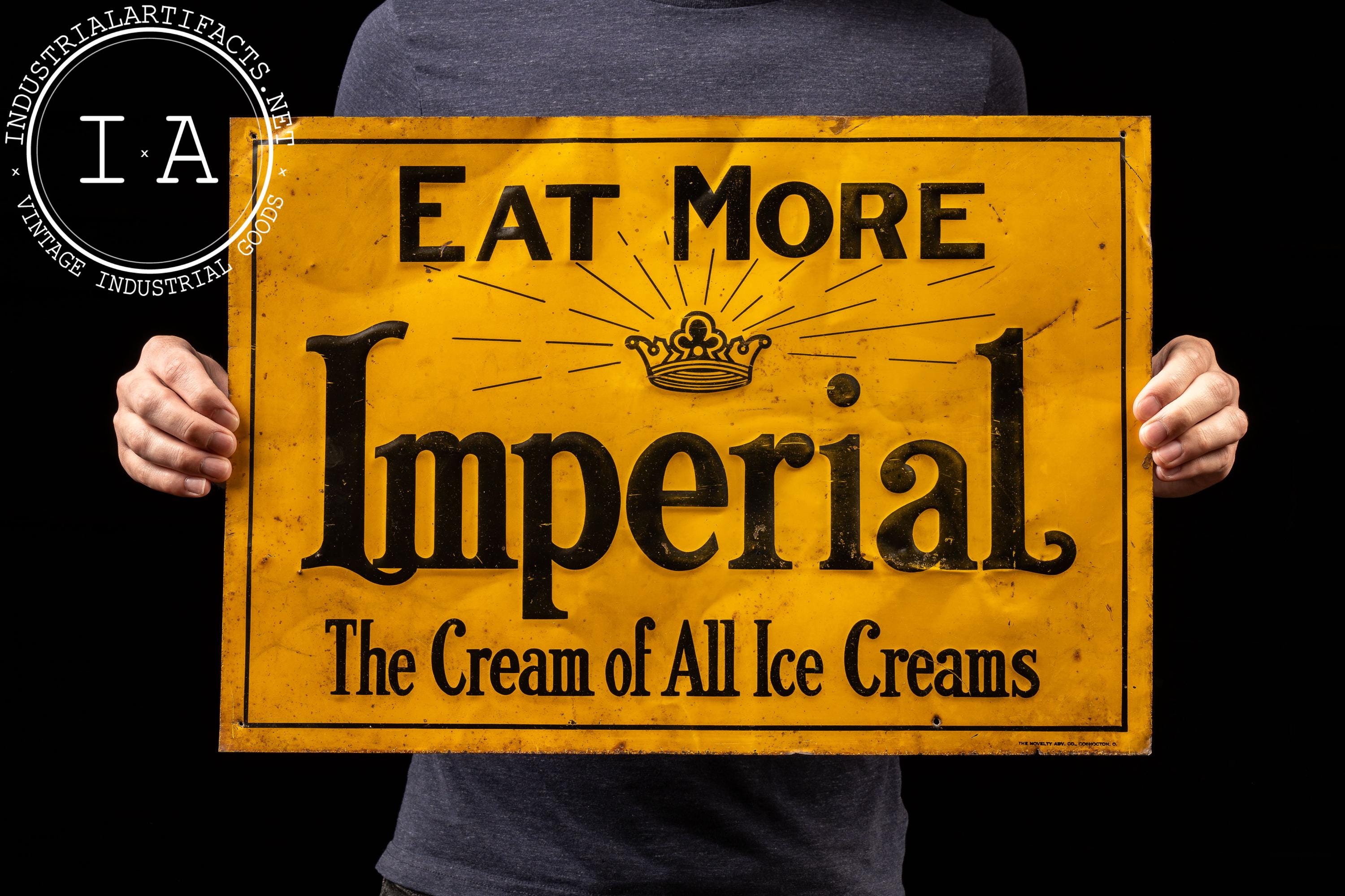Antique Imperial Ice Cream Embossed Tin Sign - Etsy