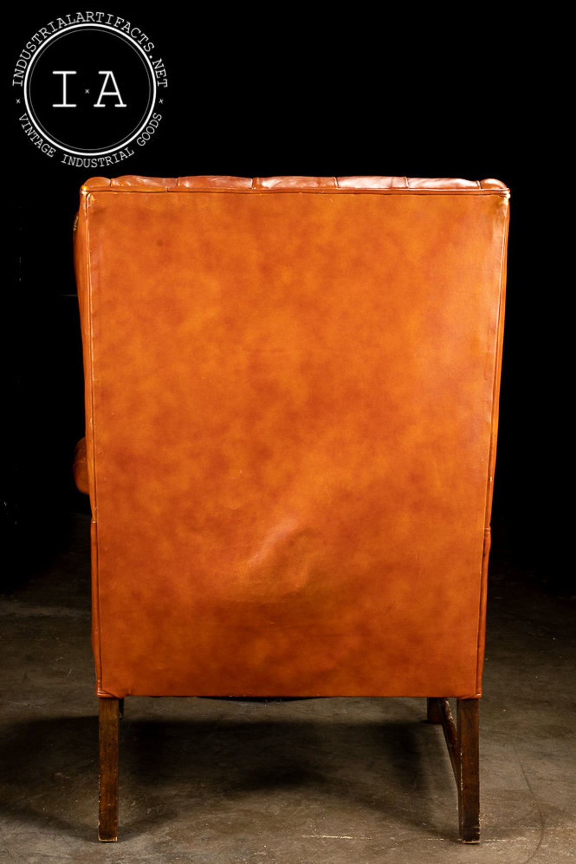 Vintage Tufted Leather Wingback Chair in Burnt Orange Etsy