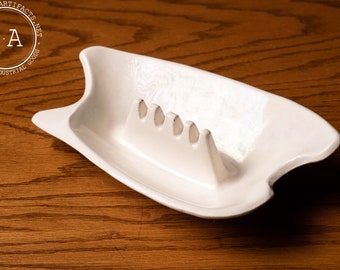 Vintage Mid Century Style White Clayware Ashtray
