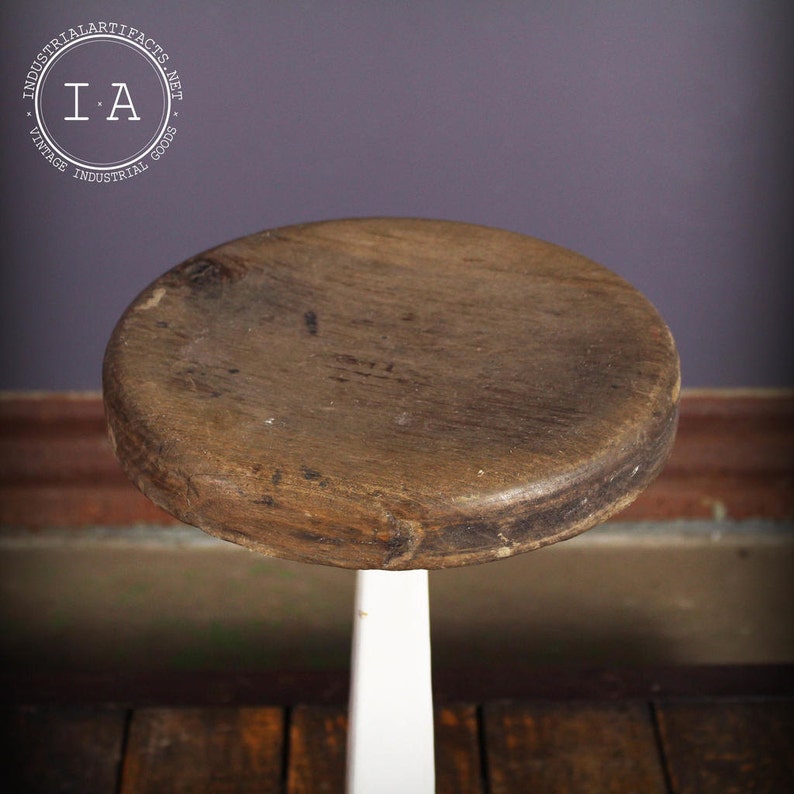 Vintage Industrial White Cast Iron Soda Fountain Stool Etsy