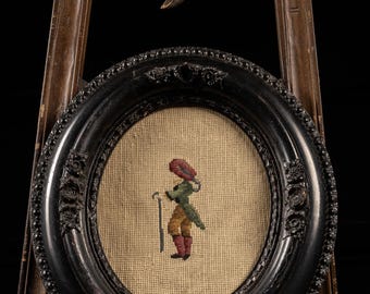 Late 1800s Framed Needlepoint