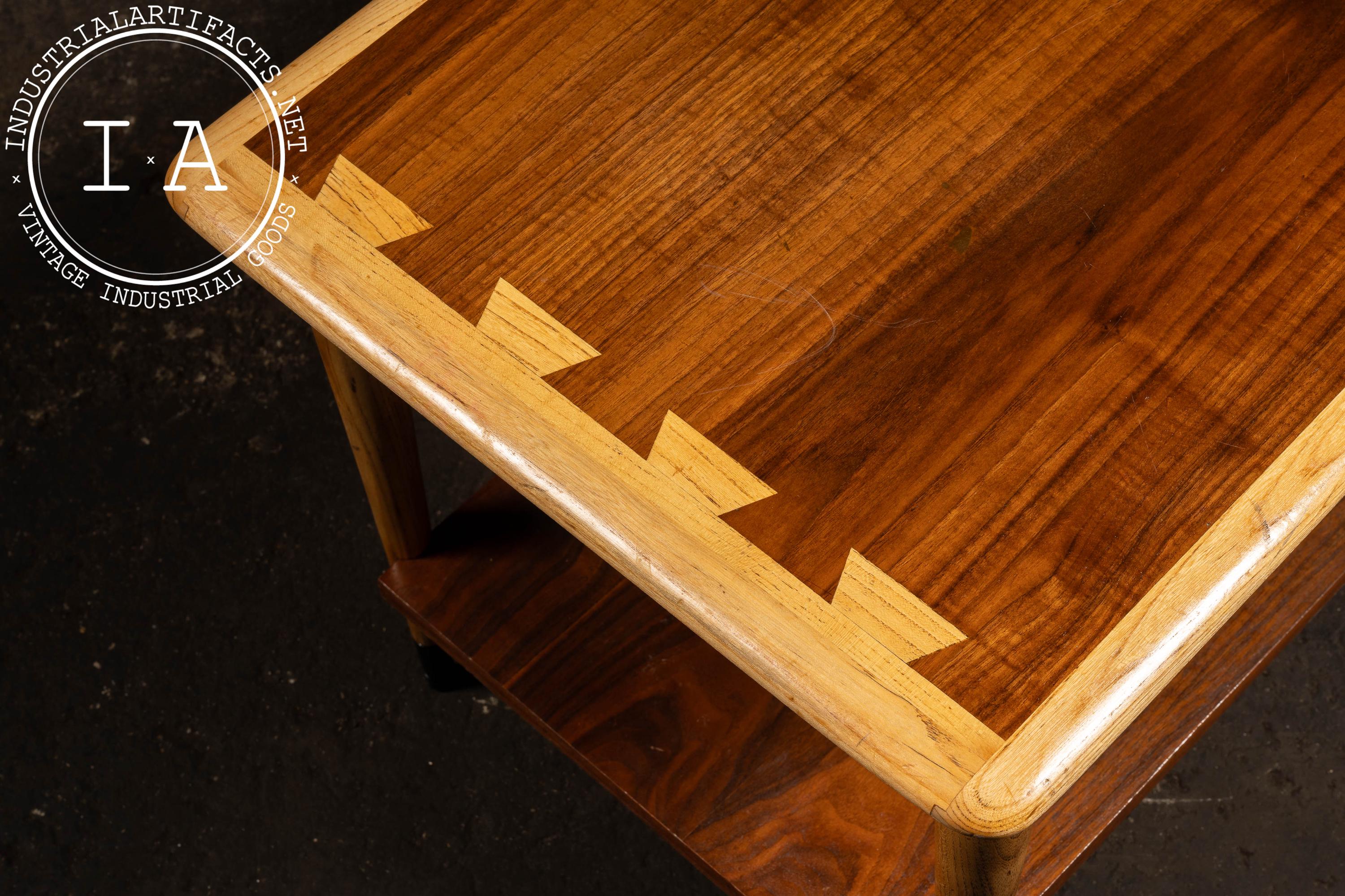 C. 1960 Lane Mid-century Modern Walnut Side Table With Dovetail