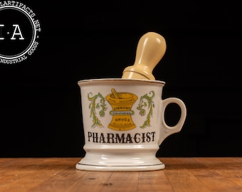 Ironstone Pharmacist Shaving Mug with Century Shave Brush