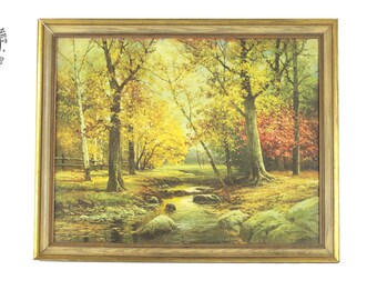秋景色 ロバートウッド作 複製画 ビンテージ ビンテージ Robert Wood