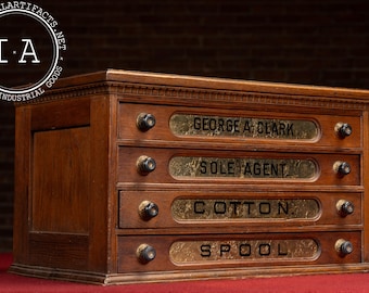 Late 19th Century Mercantile Countertop Wooden Spool Cabinet