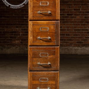 Antique Oak 4-Drawer Filing Cabinet Bild 3