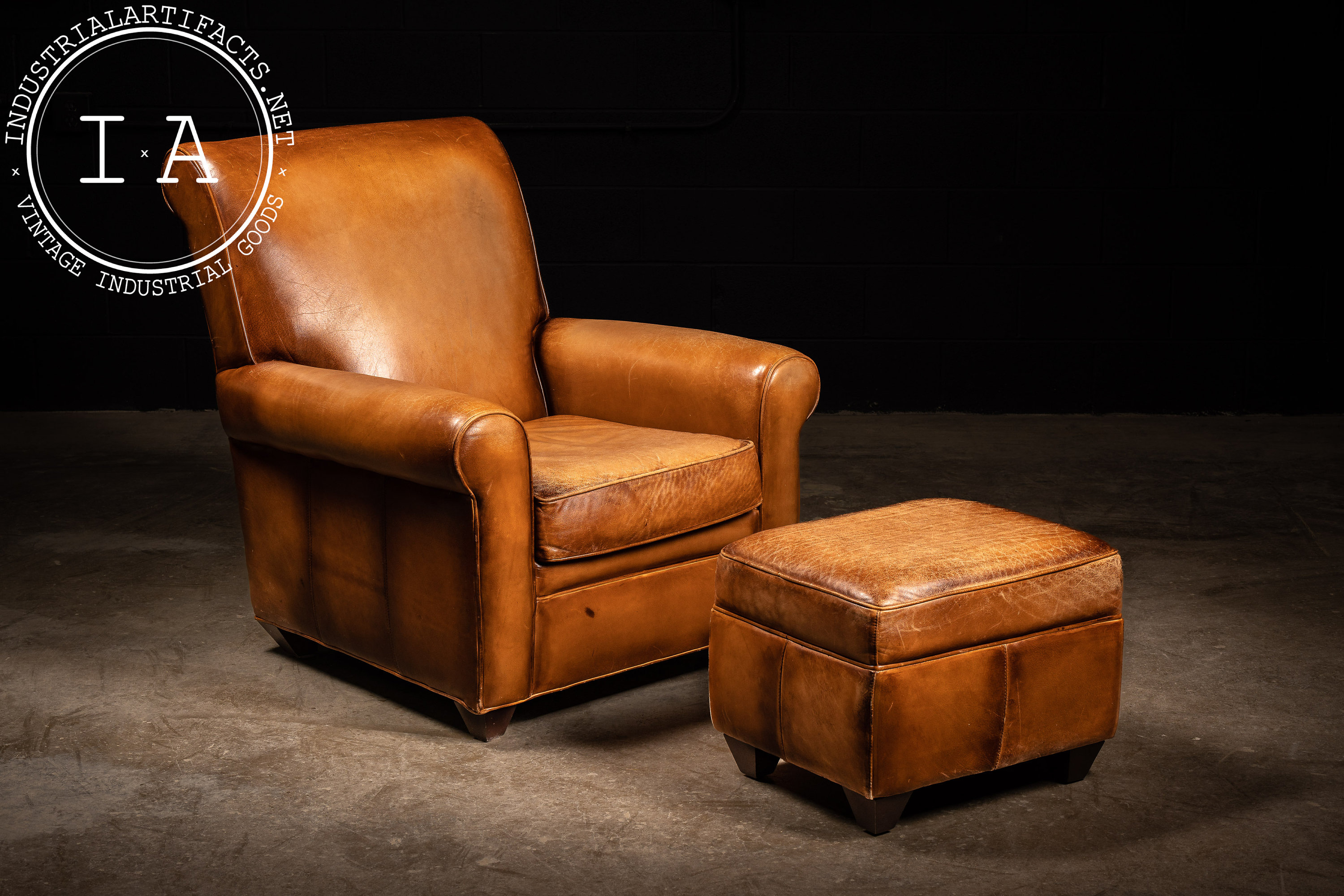 Leather club chair and ottoman deals