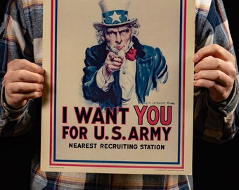 Distressed Wooden Sign 'uncle Sam Wants You'. American WW1